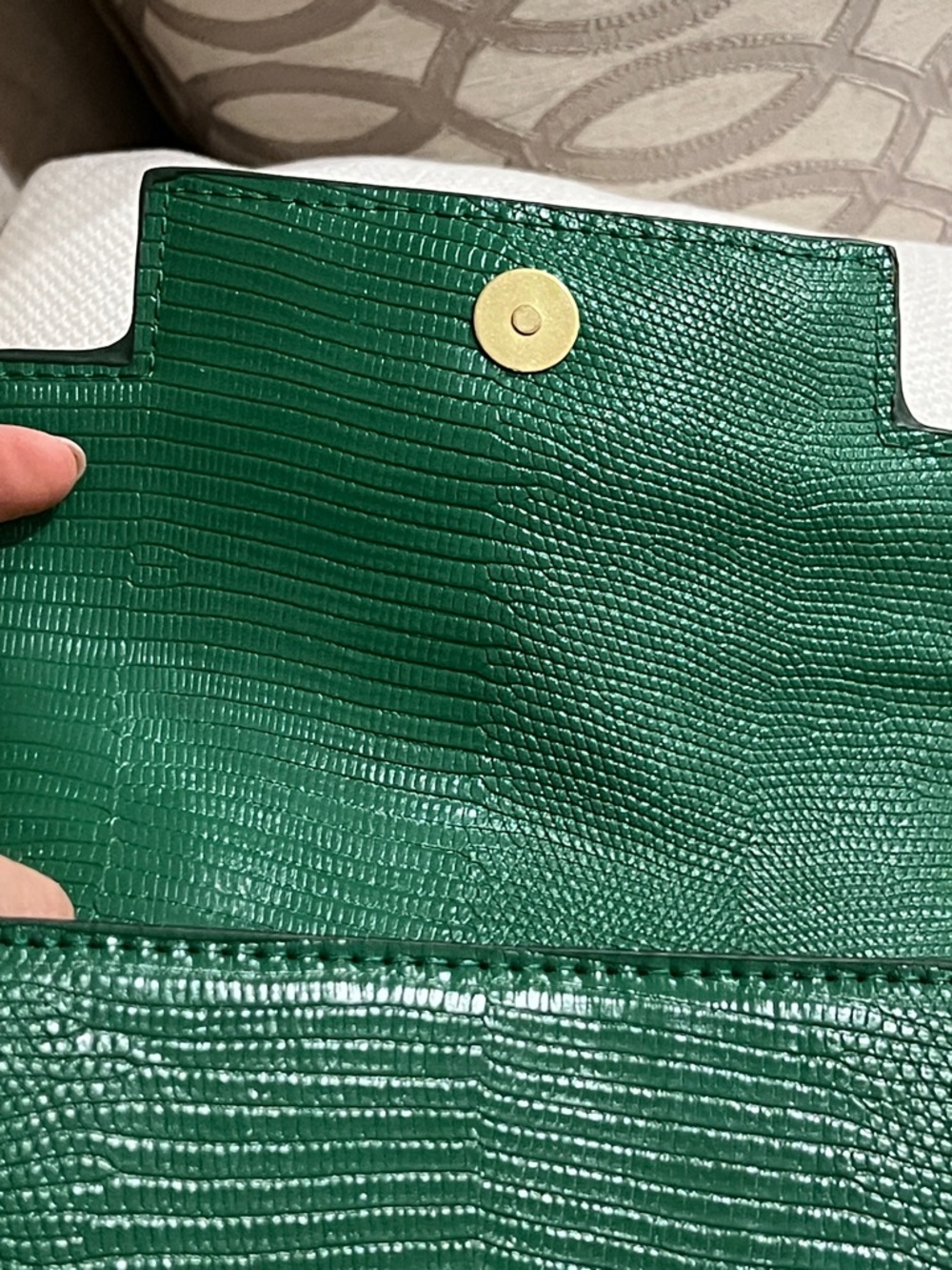 Zara Green Faux-Lizard Satchel with Top Handle - Picture 4 of 6